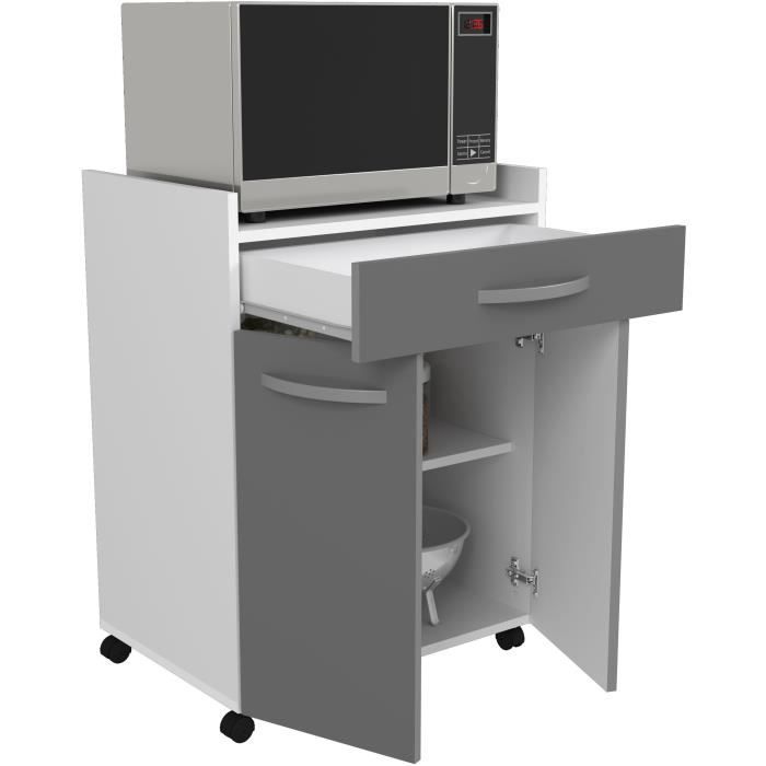 OSLO Serving Cart - Glossy Grey - 1 Drawer and 1 Door - W 60 x D 44 x H 81 cm - EKIPA