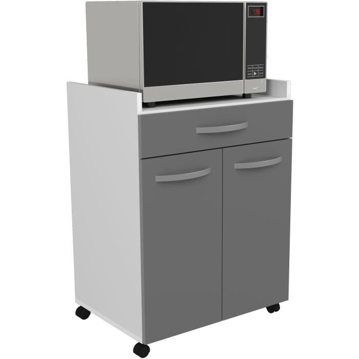 OSLO Serving Cart - Glossy Grey - 1 Drawer and 1 Door - W 60 x D 44 x H 81 cm - EKIPA