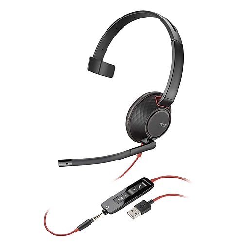 HP POLY Poly Blackwire 5210 - Blackwire 5200 series - Headset - On-Ear - kabelgebunden - aktive Rauschunterdrückung - 3,5 mm Stecker, USB-A - black - Zertifiziert für Skype für Unternehmen, Zertifiziert für Microsoft Teams, Avaya Certified,