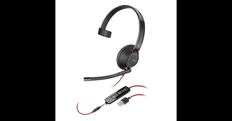 HP POLY Poly Blackwire 5210 - Blackwire 5200 series - Headset - On-Ear - kabelgebunden - aktive Rauschunterdrückung - 3,5 mm Stecker, USB-A - black - Zertifiziert für Skype für Unternehmen, Zertifiziert für Microsoft Teams, Avaya Certified,