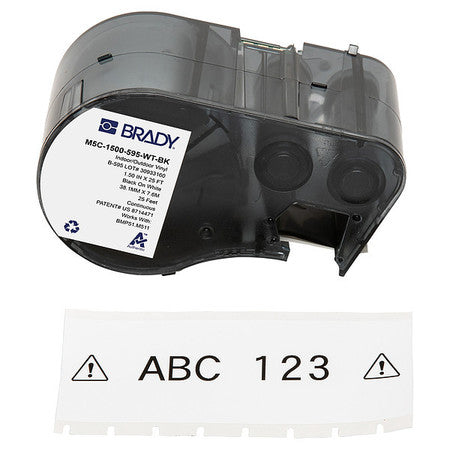 Brady M5C-1500-595-WT-BK Vinyl Label - Black on White - 38.10 mm x 7.62 m - Permanent (170944)