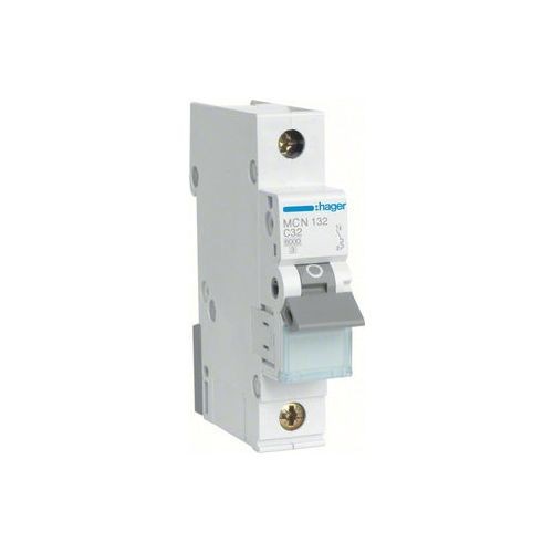 Hager MCN132 1P Circuit Breaker, 32A, 50/60Hz