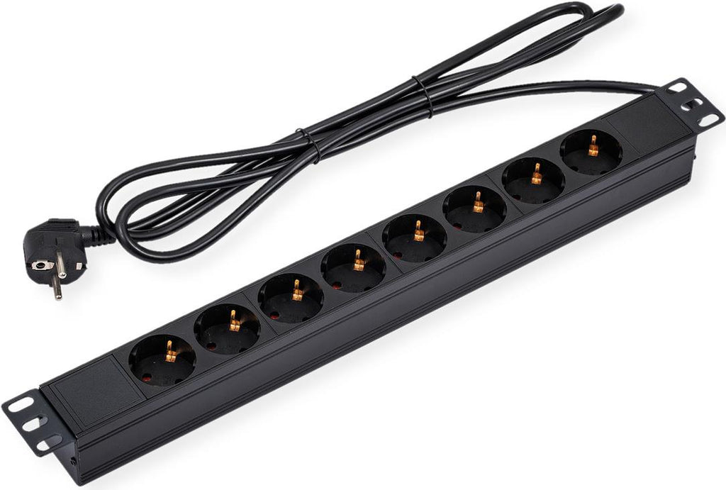 VALUE 19" Power Strip 1U 8 Outlets 3 m Cable Rack Module (19.99.1636)