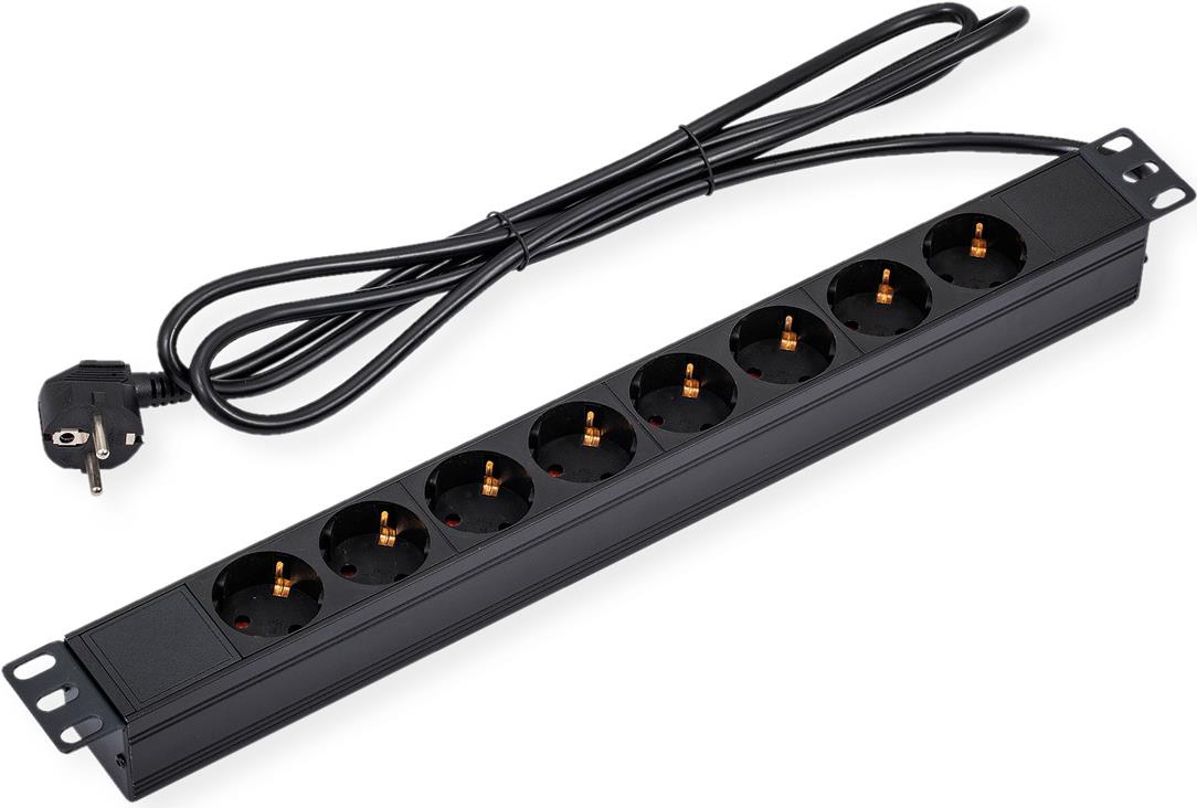 VALUE 19" Power Strip 1U 8 Outlets 3 m Cable Rack Module (19.99.1636)