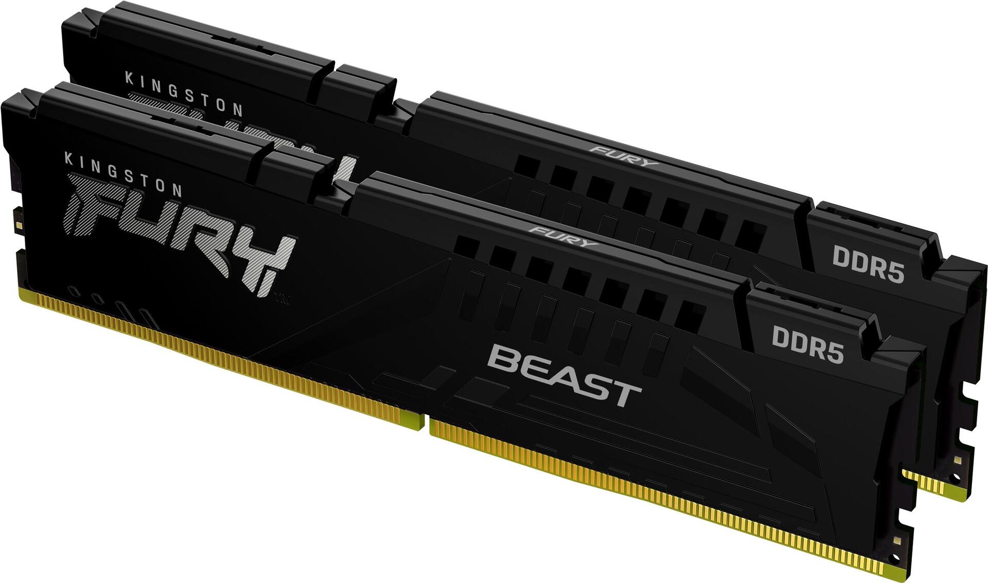 Kingston FURY Beast - DDR5 - Kit - 32GB: 2 x 16GB - DIMM 288-PIN - 6800 MHz / PC5-54400 - CL34 - on-die ECC - Schwarz (KF568C34BBEK2-32)
