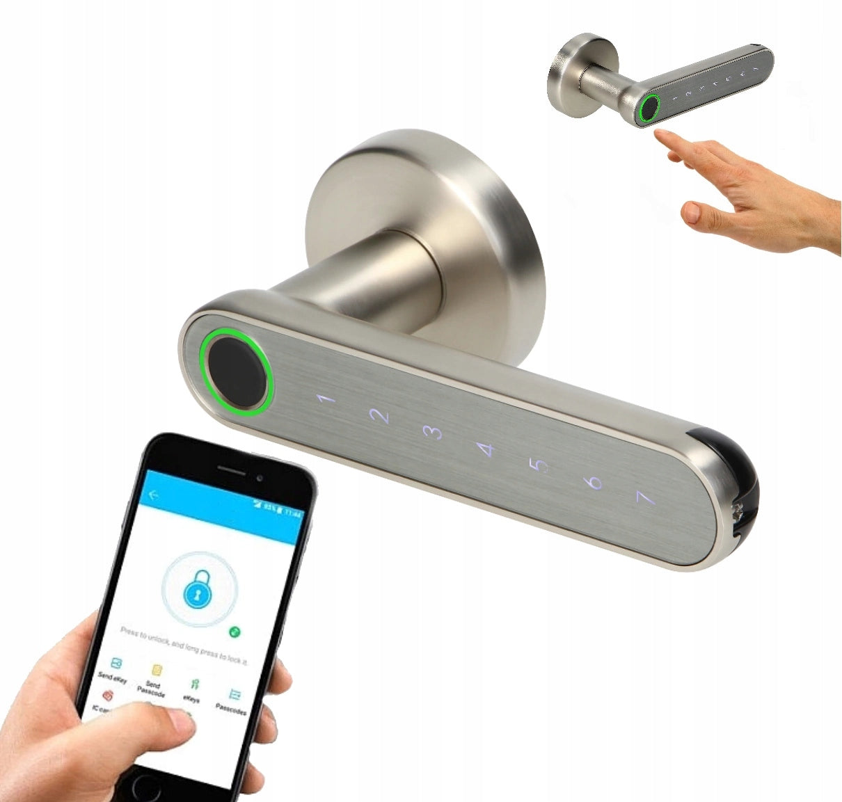 ORNO Coded Door Handle with Touch Keypad and Smart Function OR-ZS-853/N