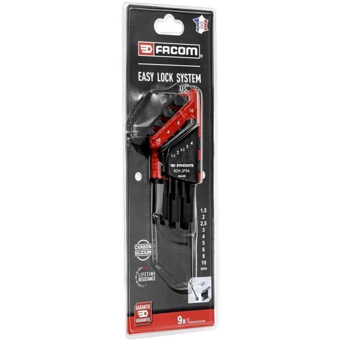 FACOM Allen Key Set - 9 Pieces - Short - Offset - Hexagonal - Model 82H.JP9APB