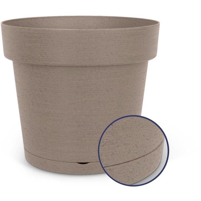 GARDEN ID Round Flower Pot with Reservoir Ø 50 cm - 47 L - H 43 cm - Taupe