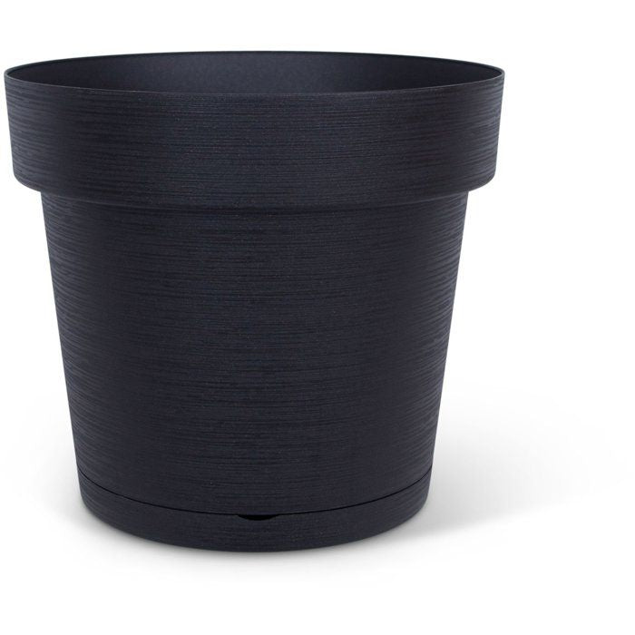 GARDEN ID Round Flower Pot with Reservoir Ø 50 cm - 47 L - H 43 cm - Black/Anthracite