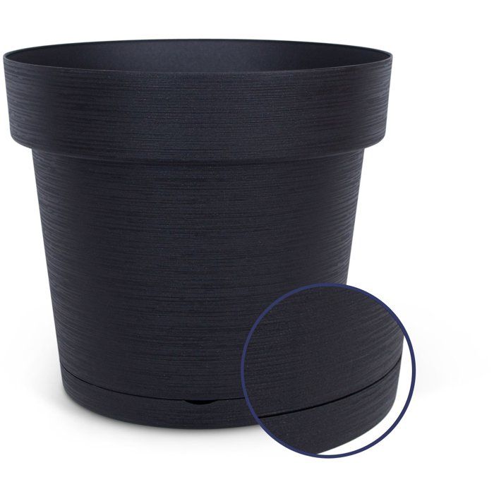GARDEN ID Round Flower Pot with Reservoir Ø 50 cm - 47 L - H 43 cm - Black/Anthracite