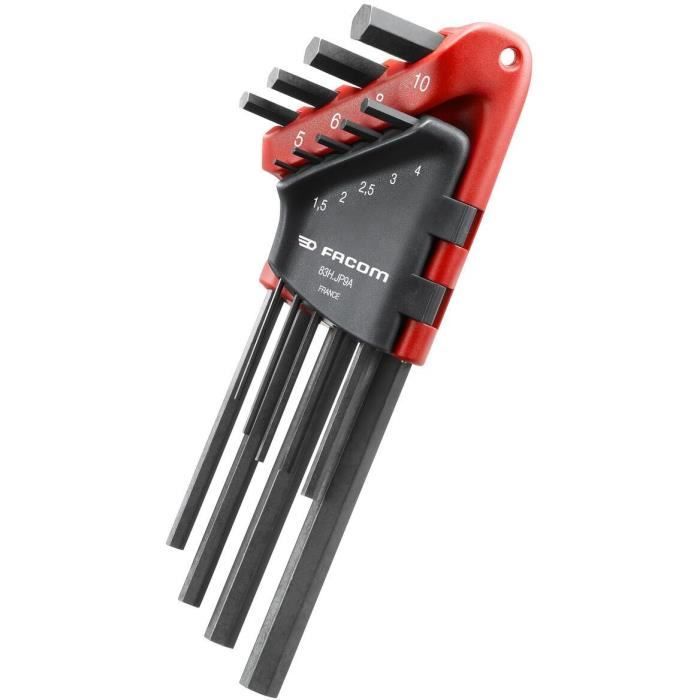 FACOM Long Hex Key Set - 9 Pieces - With Storage Bracket - Model 83H.JP9APB