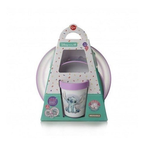 COFFRET REPAS 3 PIeCES GOBELET + BOL + ASSIETTE ANTIDÉRAPANTS LILO et STITCH afbeelding 1