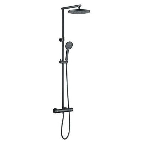 Colonne de douche thermostatique - EDOUARD ROUSSEAU - Grafito - Tete de douche orientable Ø 250 mm - Gris afbeelding 1