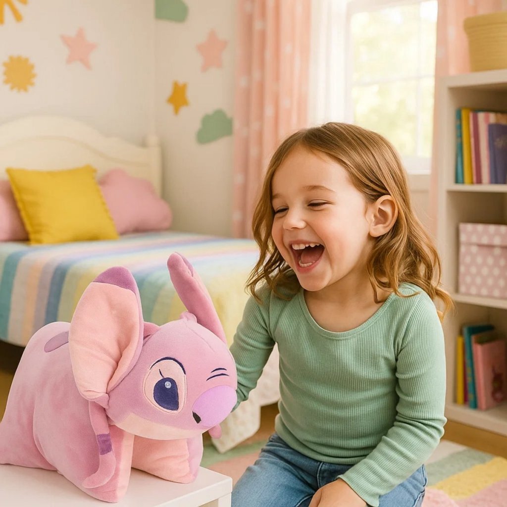 Disney Stitch Plush Pillow Angel 45x28 cm Pink