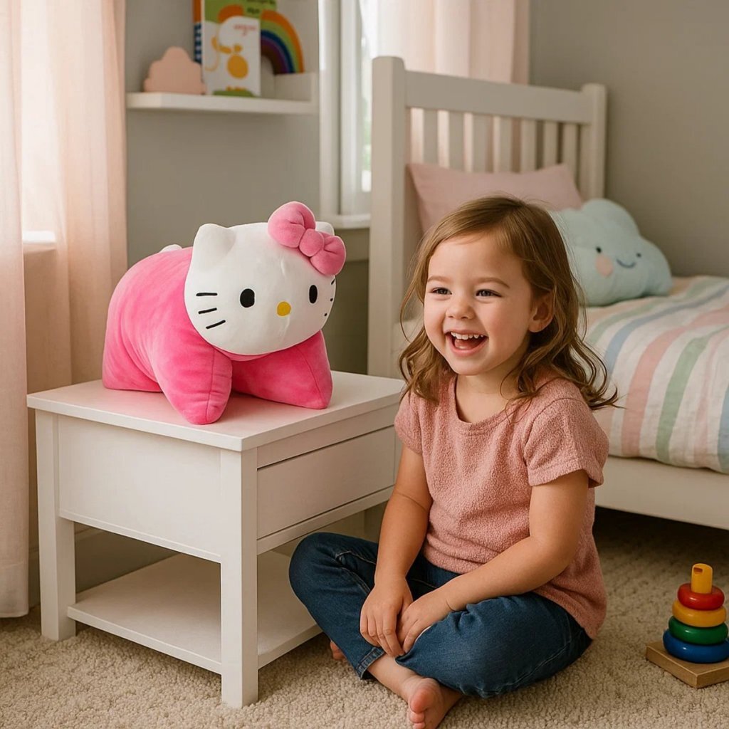 Hello Kitty Plush Pillow 45x28 cm Pink/White