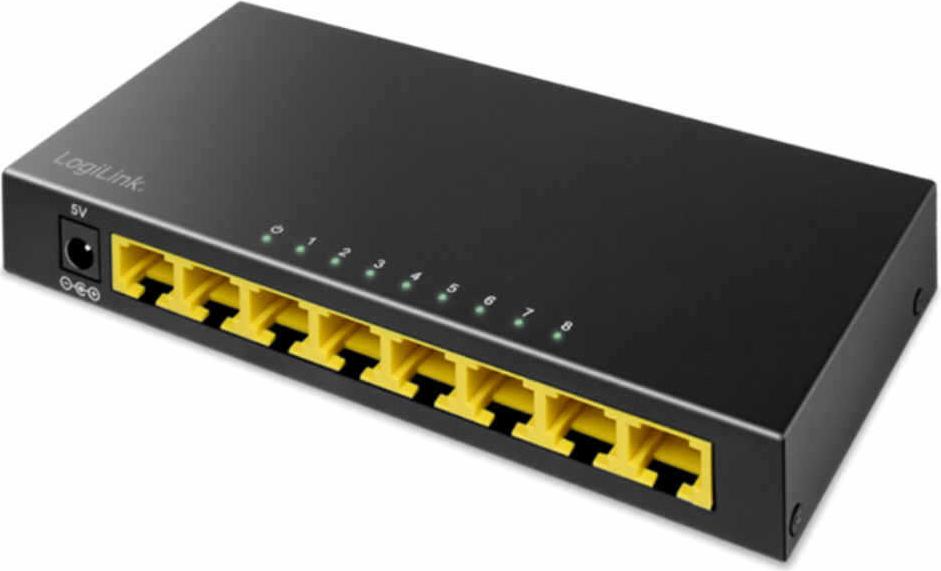 LogiLink 8-Port Gigabit Ethernet Switch - Black - NS0117 RJ45-Ports