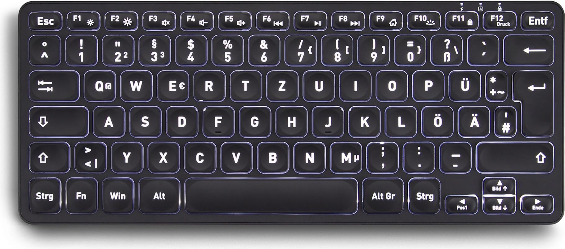 PERIBOARD-732B DE Mini Wireless Keyboard with Backlight - QWERTZ