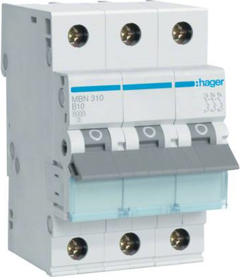 Hager MBN310 - Circuit Breaker - 3-Phase - 10 A - 230/400 V - MBN310