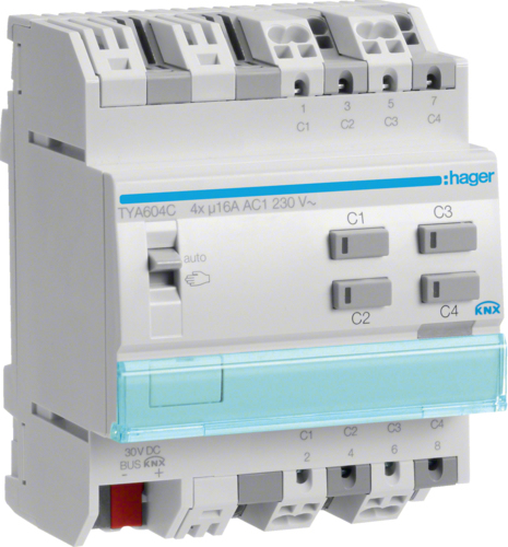 KNX 4-Gang Switching/Shutter Output 16A - TYA604C