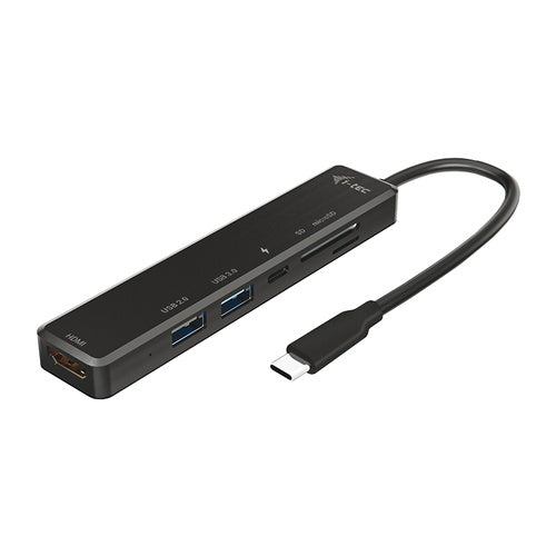 i-tec USB-C Travel Easy Dock 4K HDMI + Power Delivery 60 W - Verkabelt - USB 3.2 Gen 1 (3.1 Gen 1) Type-C - 60 W - Schwarz - MicroSD (TransFlash) - SD - Android - Chrom (C31TRAVELEASYDOCKPD) afbeelding 1
