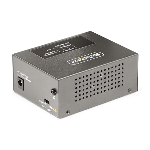 StarTech.com 4-Port Multi-Gigabit PoE Injector, 802.3af/802.3at/802.3bt, 5Gbps NBASE-T, 160W Power Budget, Wall and DIN Rail Mountable (AS445C-POE-INJECTOR)