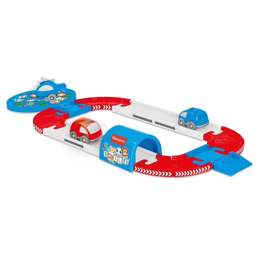 Dolu Car Playset - 24 Pieces - Track with Helipad and Tunnel