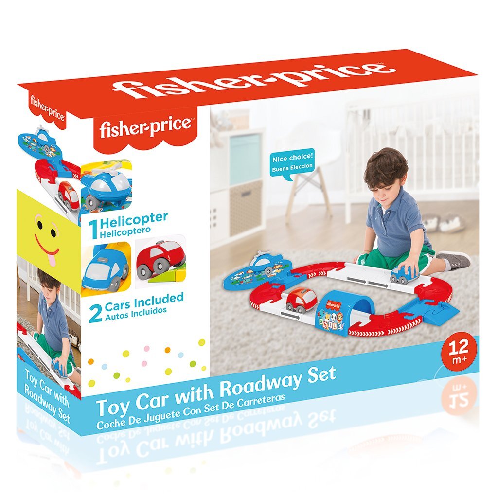 Dolu Car Playset - 24 Pieces - Track with Helipad and Tunnel