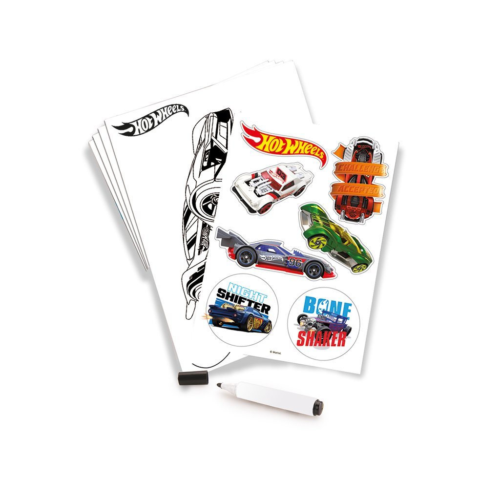 Dolu Drawing Board for Kids Blue/Orange - Hot Wheels with 13 Accessories