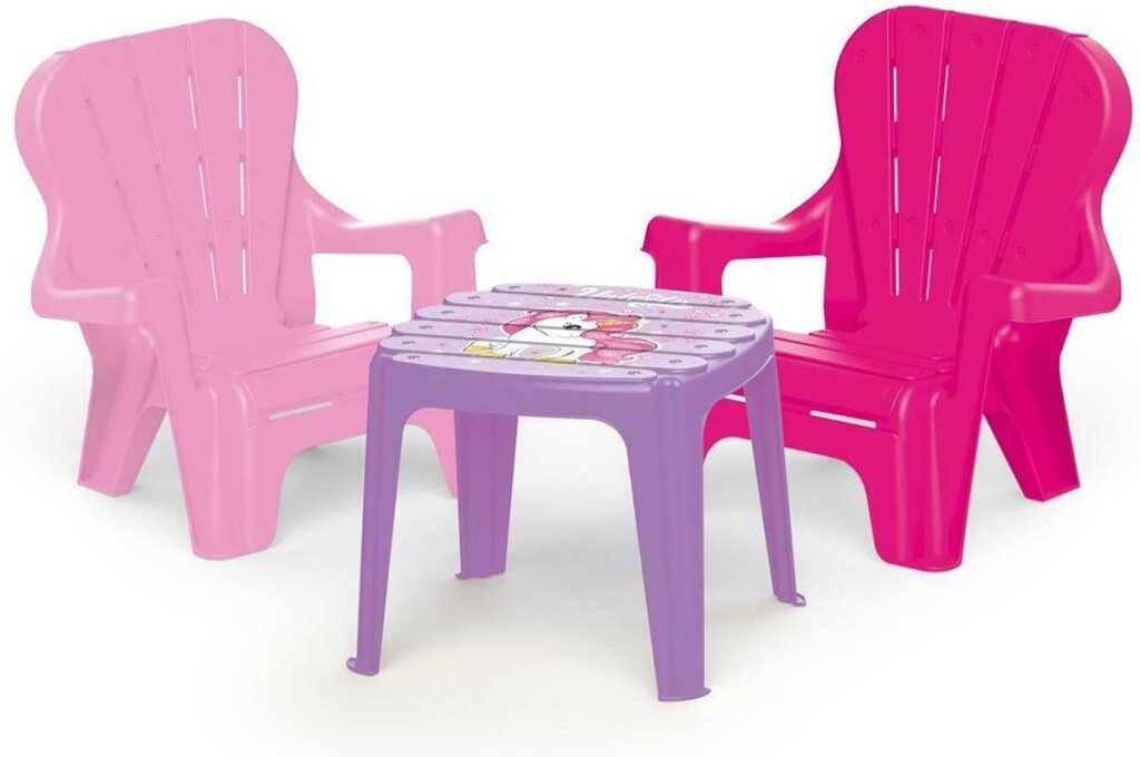 Dolu Unicorn Table with Chairs Pink/Purple - Kids Furniture Set