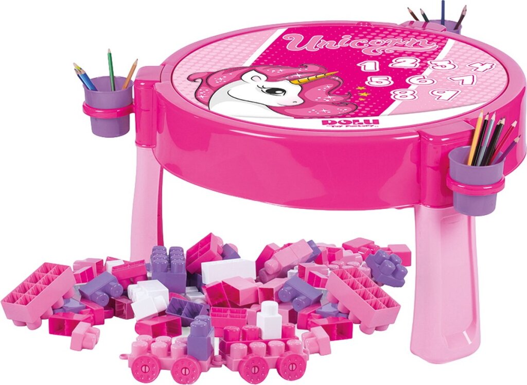Dolu Unicorn Activity Table with 100 Blocks Multicolor