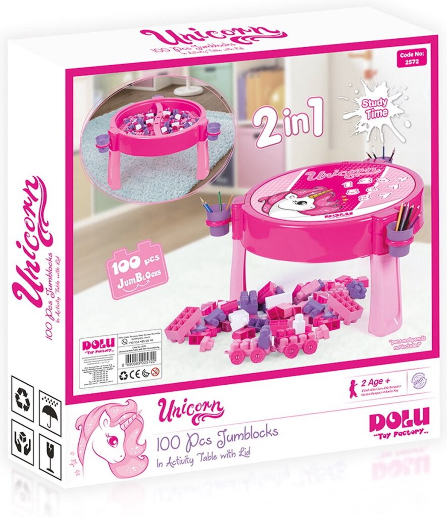 Dolu Unicorn Activity Table with 100 Blocks Multicolor