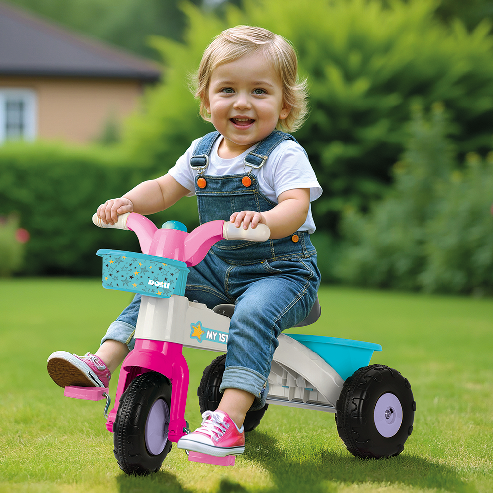 Dolu My First Trike Pink/White/Blue Tricycle for Toddlers