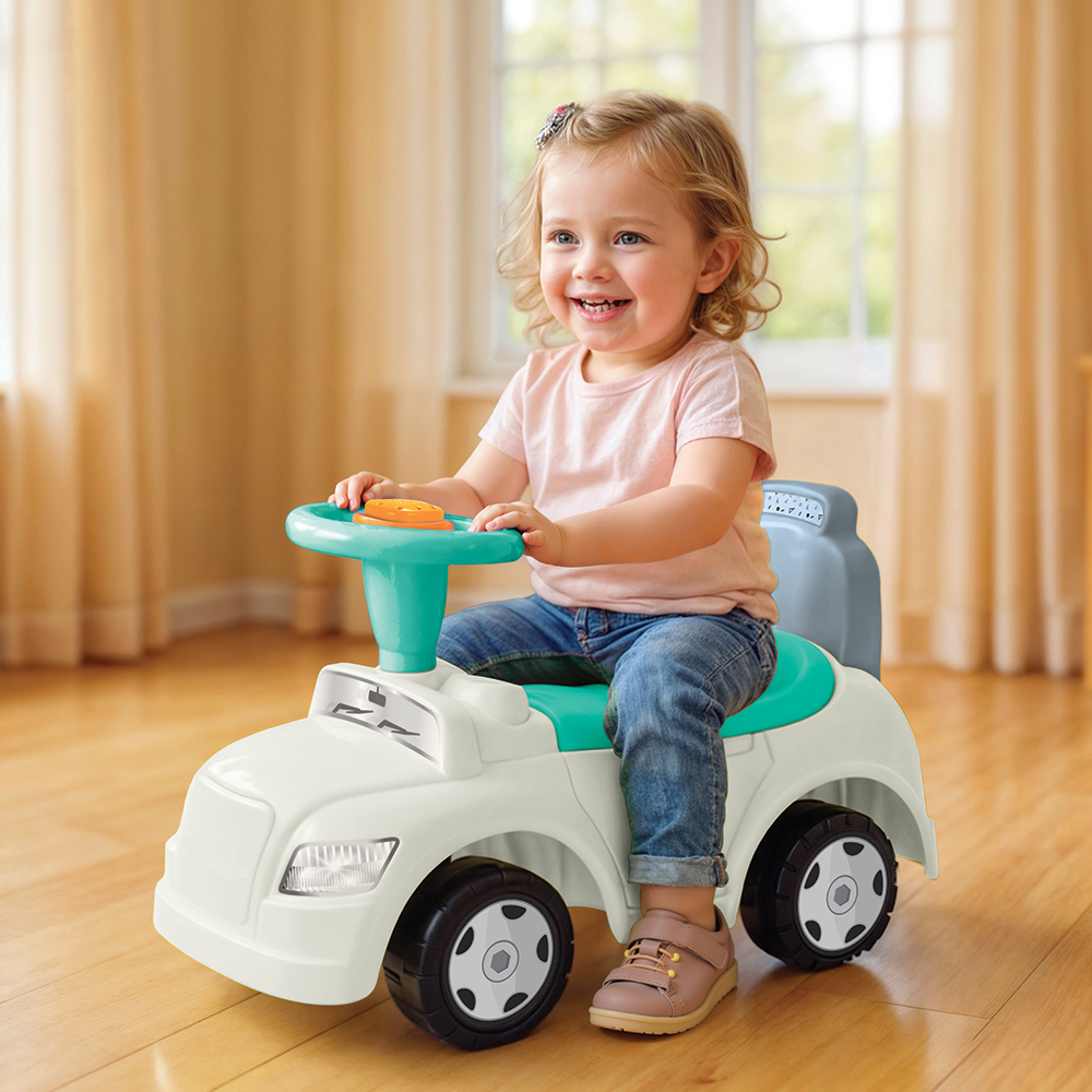 Dolu Step Car 2-in-1 Ride-on Car & Push Walker White/Blue