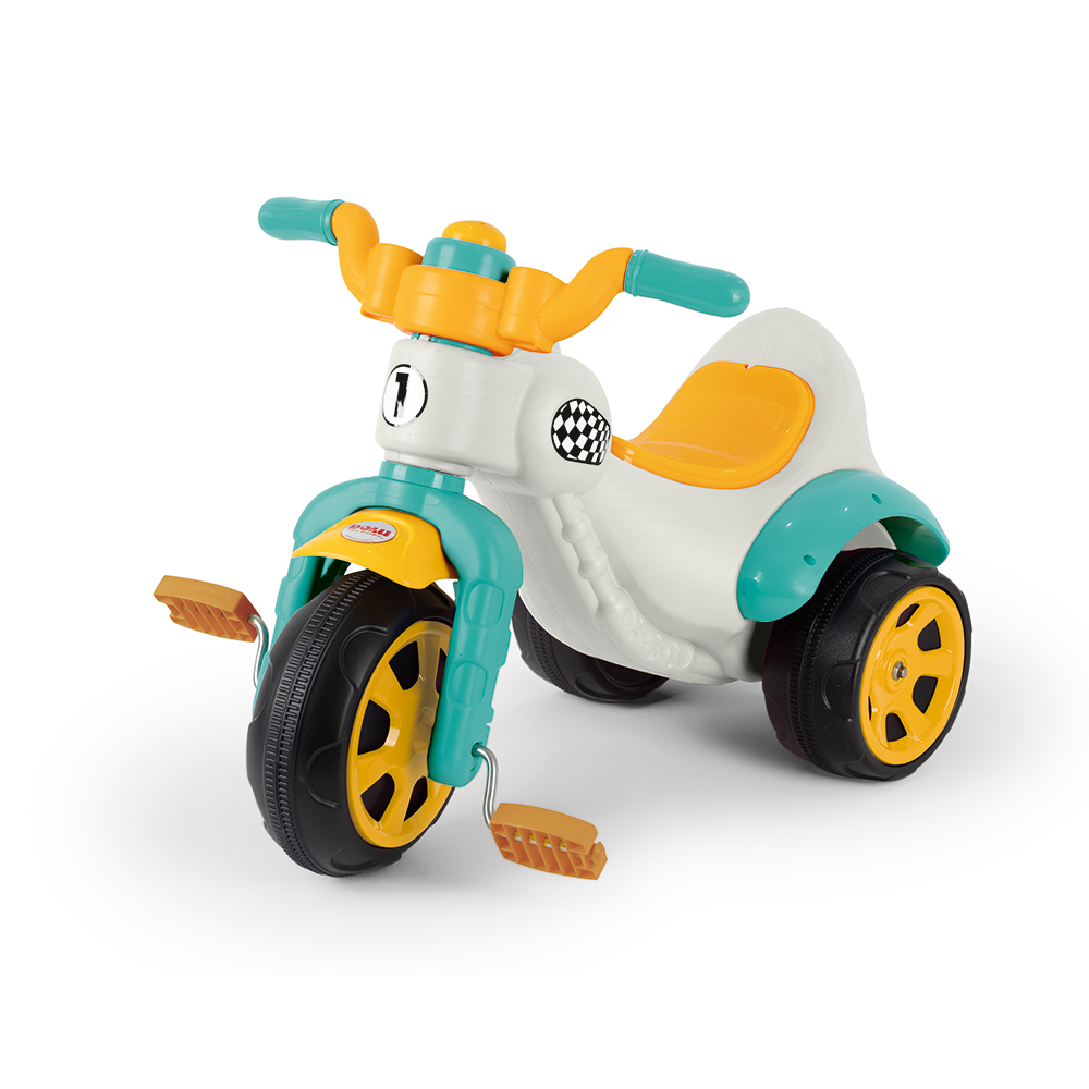 Dolu Super-Bike Tricycle White/Blue/Yellow