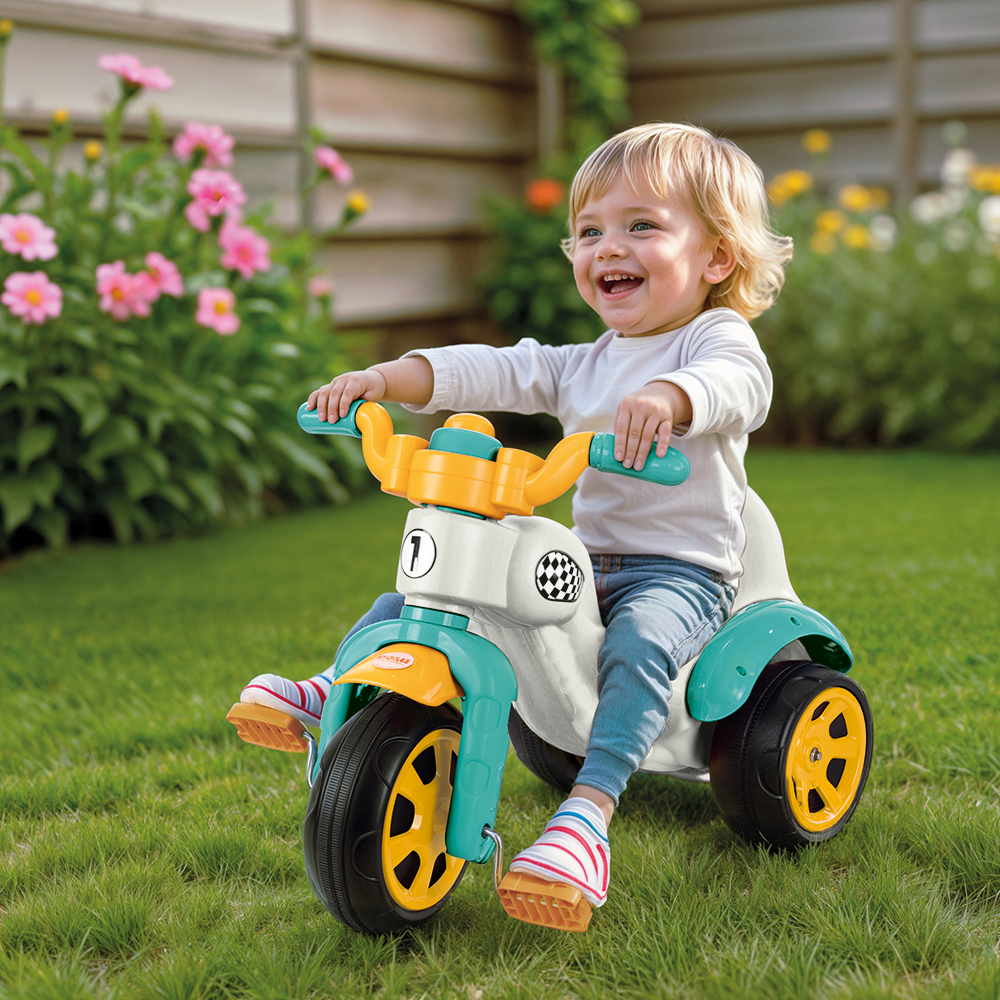Dolu Super-Bike Tricycle White/Blue/Yellow