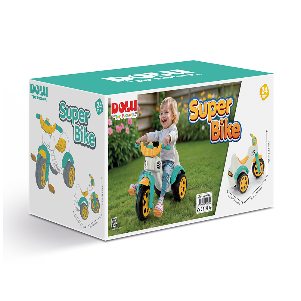 Dolu Super-Bike Tricycle White/Blue/Yellow