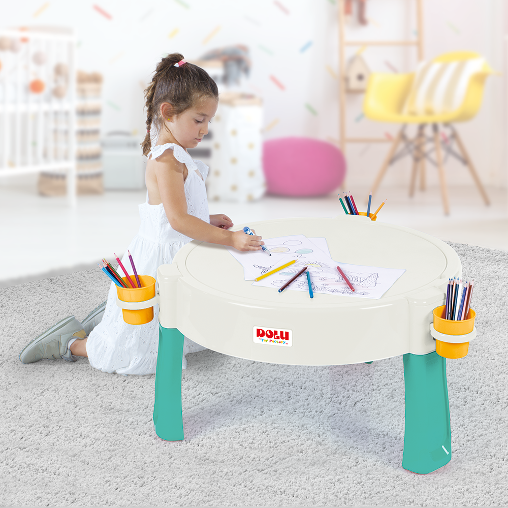 Dolu 2-in-1 Water Table & Sand Table White/Blue/Yellow - Suitable from 2 Years