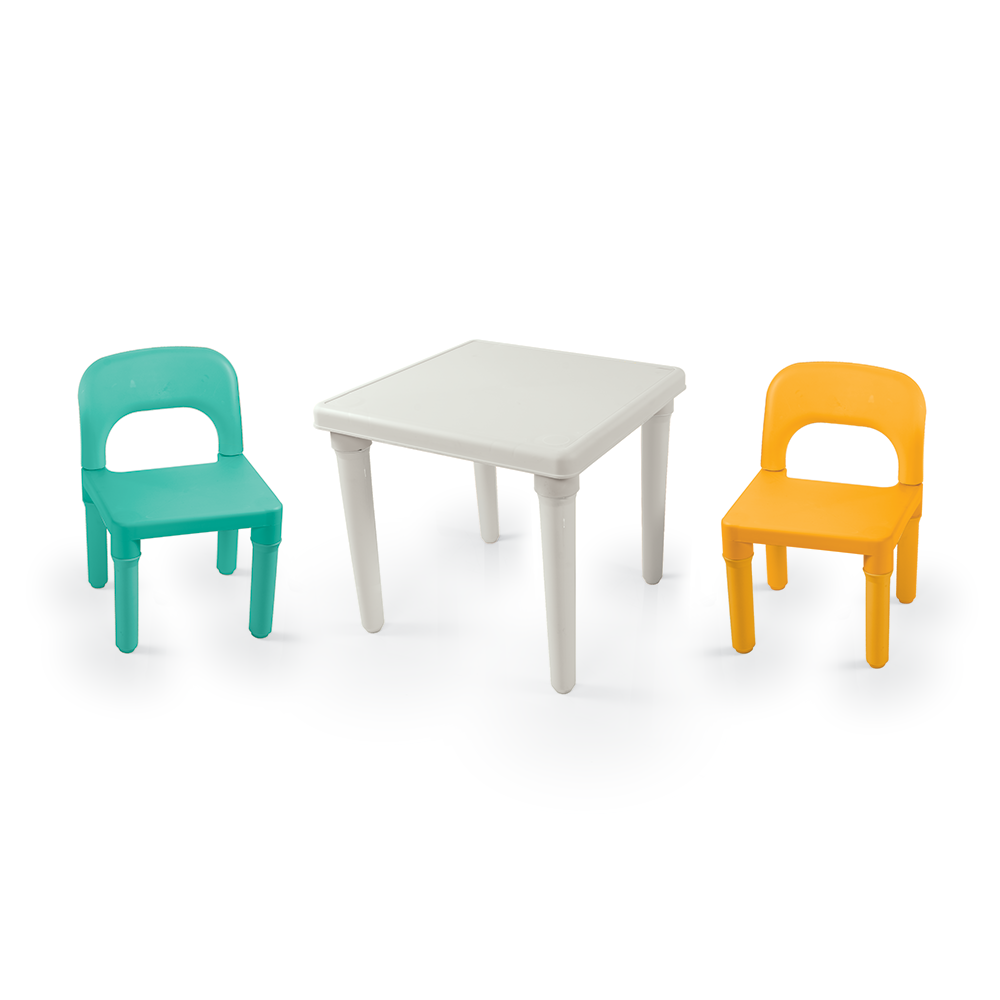 Dolu Children's Table with 2 Chairs Turquoise/Yellow - Suitable from 2 Years