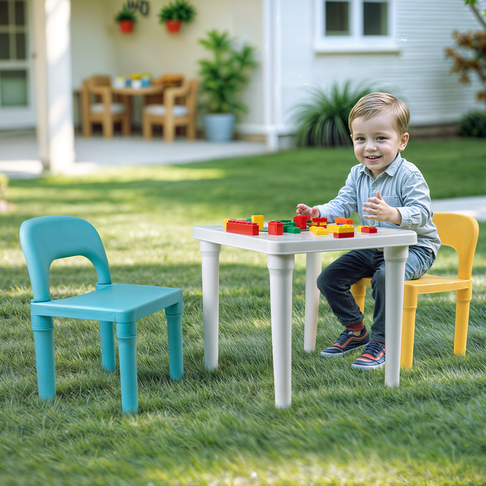 Dolu Children's Table with 2 Chairs Turquoise/Yellow - Suitable from 2 Years