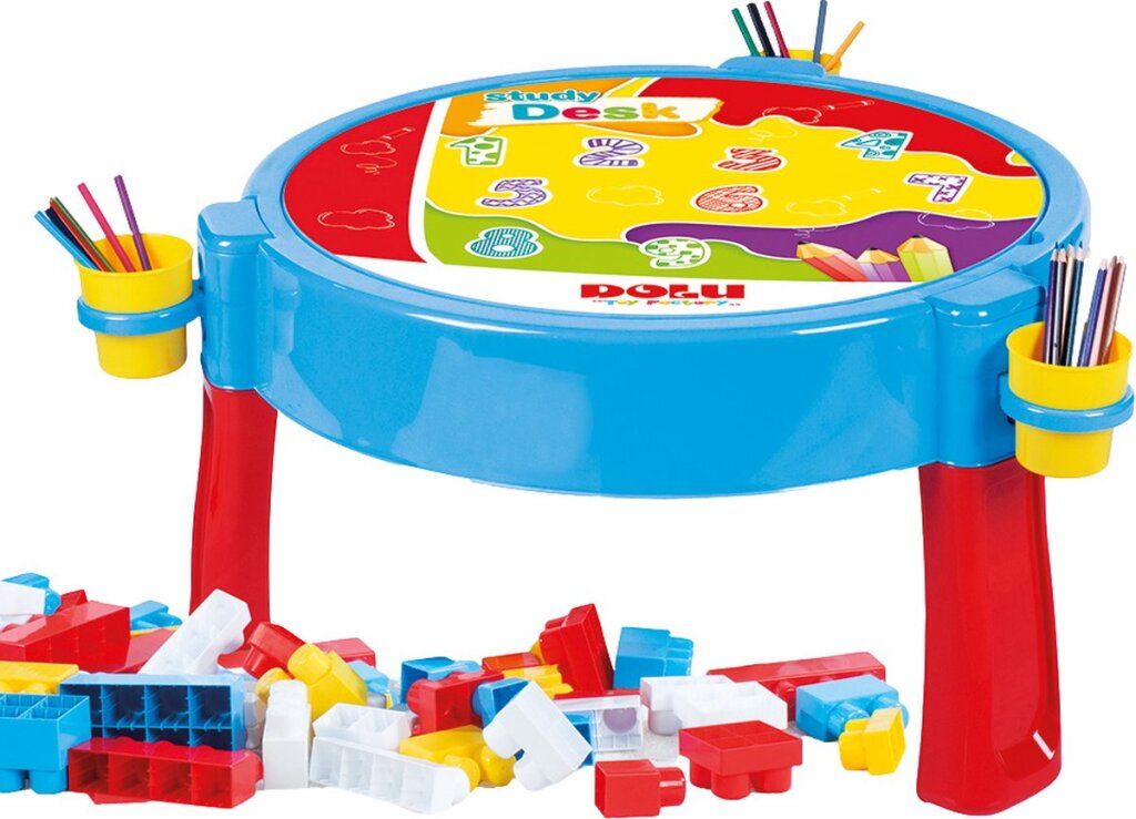 Dolu Activity Table with 100 Blocks for Children 42.5 cm High, 98 cm Diameter