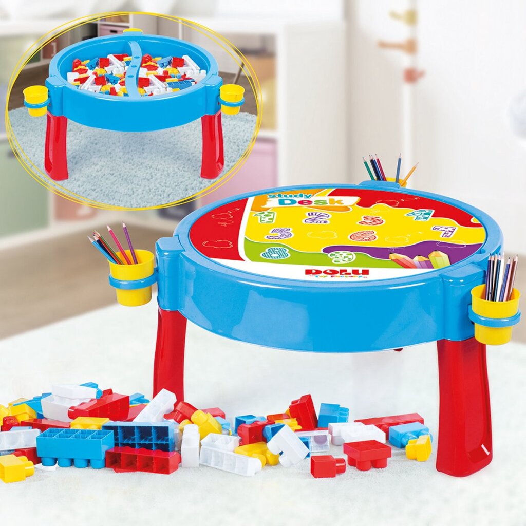 Dolu Activity Table with 100 Blocks for Children 42.5 cm High, 98 cm Diameter