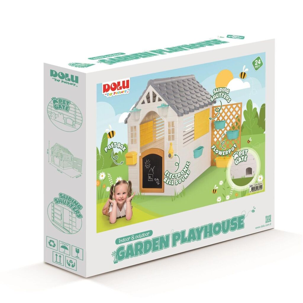 Dolu Garden Playhouse with Accessories White/Grey 140x127x107.5 cm