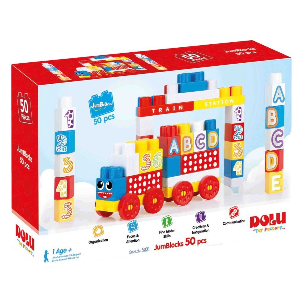 Dolu Block Train with 50 Blocks for Children from 12 Months