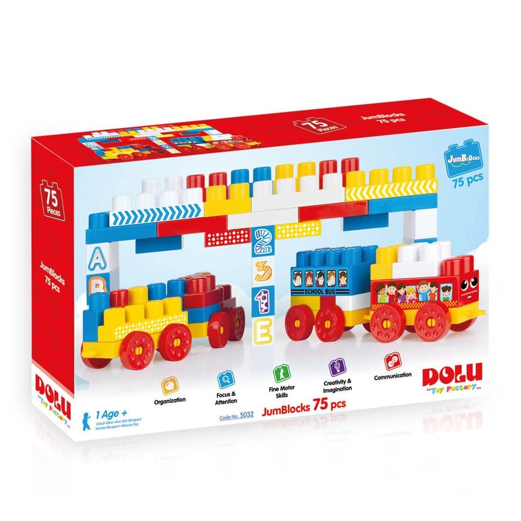 Dolu Block Train 75 Blocks for Kids 12 Months+