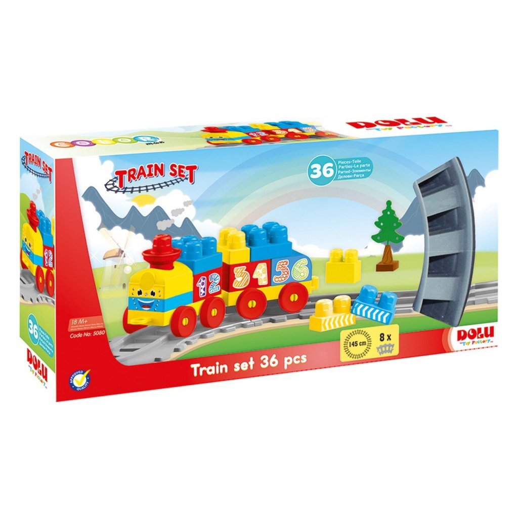 Dolu Block Train 36-Piece Set with Track for Kids 18 Months+