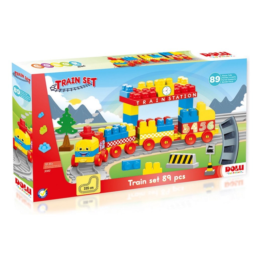 Dolu Block Train 89-Piece Set with Stickers for Kids 18 Months+