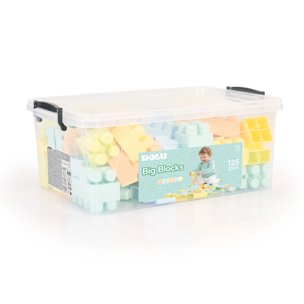 Dolu Large Blocks in Plastic Box 125 Pieces for Kids