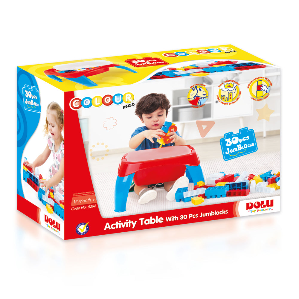 Dolu Activity Table with 30 Blocks for Kids 12 Months+
