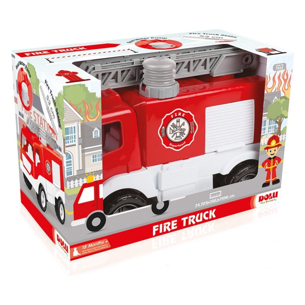 Dolu Fire Truck with Extendable Ladder - Suitable for Children from 2 Years - Red/White