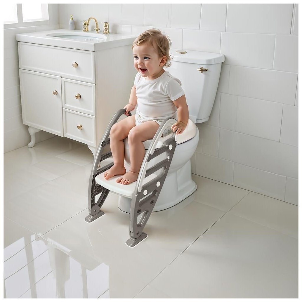Dolu Nuve Non-Slip Toilet Ladder Adapter Stone Grey 61x39x58 cm